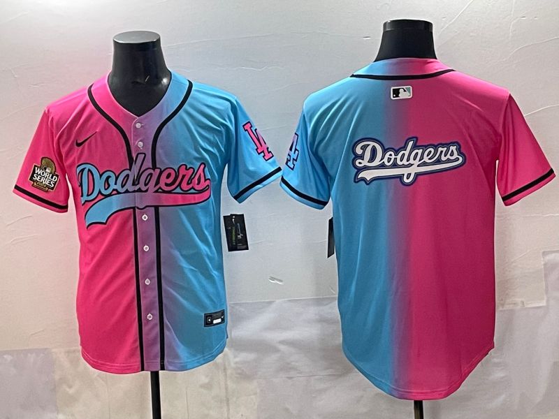 Men 2025 Los Angeles Dodgers Blank Blue pink Game Nike MLB Jersey style 0024